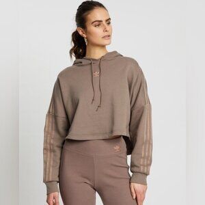 adidas Taupe Cropped Hoodie Sweatshirt
